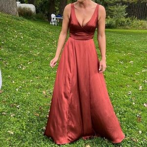 David’s Bridal Bridesmaid’s Dress-CINNAMON-SATIN